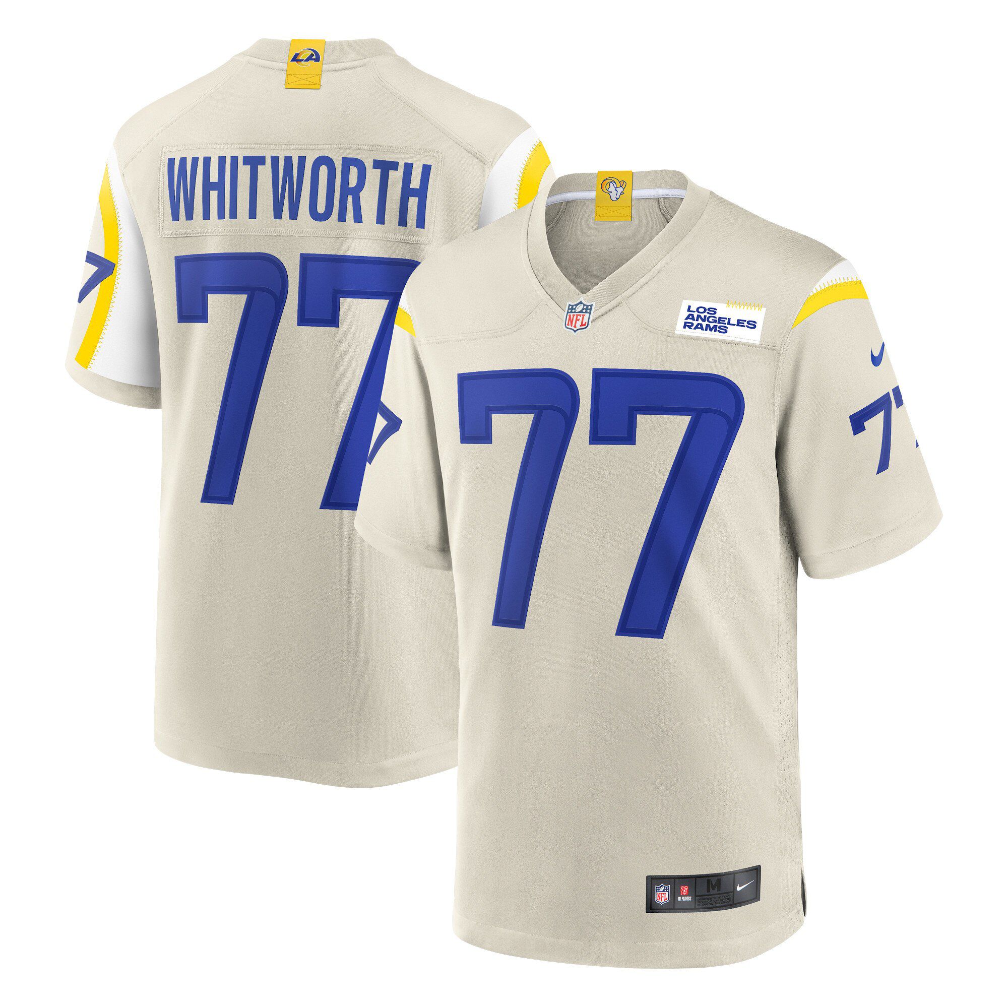 Men Los Angeles Rams #77 Andrew Whitworth Nike Cream Game NFL Jersey->los angeles rams->NFL Jersey